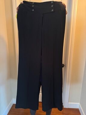 White House Black Market Black Wide-Leg Dress Pants with Button Detail